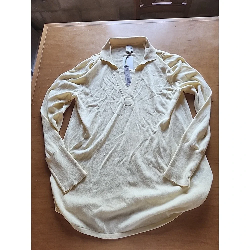 Nic and Zoe NWT Tunic Sweater Collared‎ V Neck Yellow L